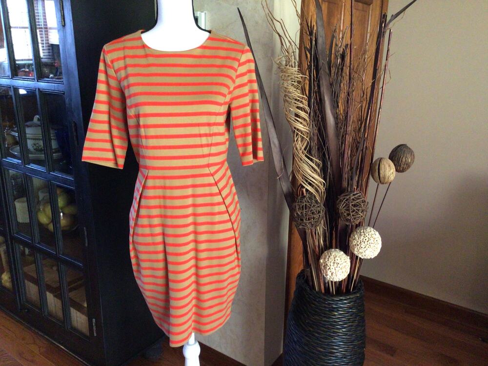 Fossil Orange Striped Dress Sz M